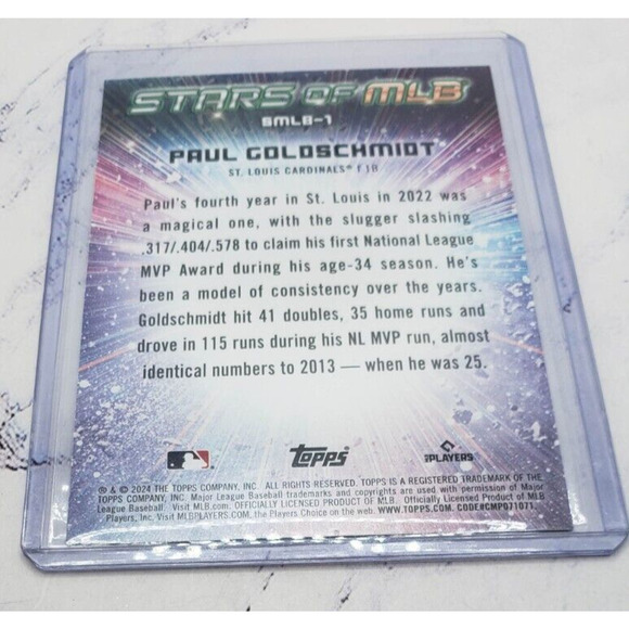 2024 Topps Series 1 Stars of MLB Paul Goldschmidt #SMLB-01 St Louis Cardinals - Picture 4 of 4